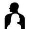 Female face in profile on a background of male face silhouette. Man and woman silhouettes looking in different directions. Vector