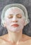 Female face. Woman with a hydrogel mask