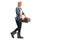 Female farmer carrying a crate full of red peppers