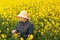 Female Farmer with Digital Tablet in Oilseed Rapeseed Cultivated