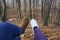 female feet, forest, foliage