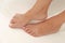 female feet have hydrotherapeutic procedure