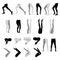 Female feet leg tights stockings leggings silhouette black variants set isolated on white background vector