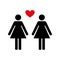 Female and female sign, lesbian family red heart.