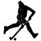 Female field hockey vector silhouette on white background