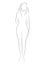 Female figure. Outline of young girl. Stylized slender body. Linear Art. Black and white vector illustration. Contour of