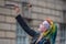 A female fire eater at the Edinburgh Fringe