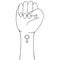 Female fist. Vector illustration. Symbol of the feminist movement. The struggle for the rights of women around the world.