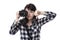 Female Freelance Photographer With Thumbs Down