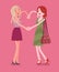 Female friendship hand heart gesture