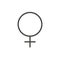 Female gender icon vector. Line woman sex symbol isolated. Trend