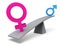 Female Gender Symbol Tipping the Scales In Favor of Women