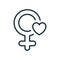 Female Gender Symbol. Woman Gender Line Icon. Concept Love, Respect, Care and Regard of Women. Female Symbol with Heart