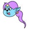 The female genie with long beautiful hair smiled happily  doodle icon image kawaii