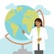 Female geographer. International Day of Women and Girls in Science. Vector flat illustration.  Isolated. White background