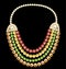 female gold necklace with precious stones