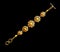 Female Golden Eastern Turkish vintage women`s handmade jewelry on a black background. bracelets,