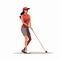female golfer vector flat minimalistic isolated illustration