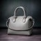 Female gray leather handbag on a gray background isolation,AI generated