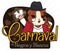 Female Guinea Pig ready for Blacks and Whites` Carnival Celebration, Vector Illustration