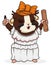 Female Guinea Pig wearing Traditional Colombian Pacific Dress, Vector Illustration