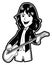 Female Guitarist Black And White Illustration