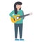 Female guitarist, girl guitarist Vector Illustration icon which can be easily modified