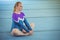 Female gymnast performing stretching exercise