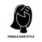 female hair style icon, black vector sign with editable strokes, concept illustration