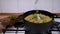 Female Hand Add Parsley to Finished Pilaf, Opening Lid of Cast Iron Cauldron