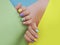 Female hand beautiful colored  modern fashion  tender fashionable manicure feminine multicolored