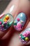 Female hand with beautiful manicure. Nail art. Manicure design.