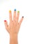 Female hand with colorful manicure