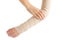 Female hand elastic bandage injury