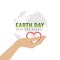 Female hand hold planet earth and heart for earth day