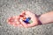 Female Hand Holding Crystals And Gemstones.