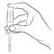 female hand holding screwdriver vertically monochrome illustration