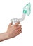 Female hand holding ultrasonic mesh nebulizer isolated on white.