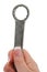 Female hand holding wrench tool