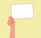 Female hand holds a blank blank sheet of paper. Woman's message. Vector illustration in flat style