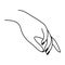 Female hand line art gesture. Gentle touch linear icon.