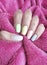 Female hand manicure color fur multicolor beauty fashion