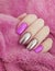 Female hand nails beautiful manicure color
