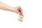 Female hand puts dollar money isolated on white background