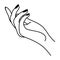 Female hand reaches. Gesture linear icon.