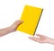 Female hand send a yellow book