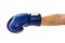 Female hand wearing boxing glove hitting forward or showing.