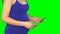 Female hands holding ultrasound scan image with child in tummy