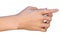 Female hands with interlocked fingers - right side view