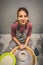 Female hands of a potter. Girl making ceramic pot on the pottery wheel. Concept for woman in freelance, business, hobby